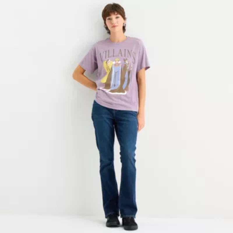Disney Villains Boyfriend Tee Womens Crew Neck Short Sleeve Loose Fit Juniors Graphic T-Shirt