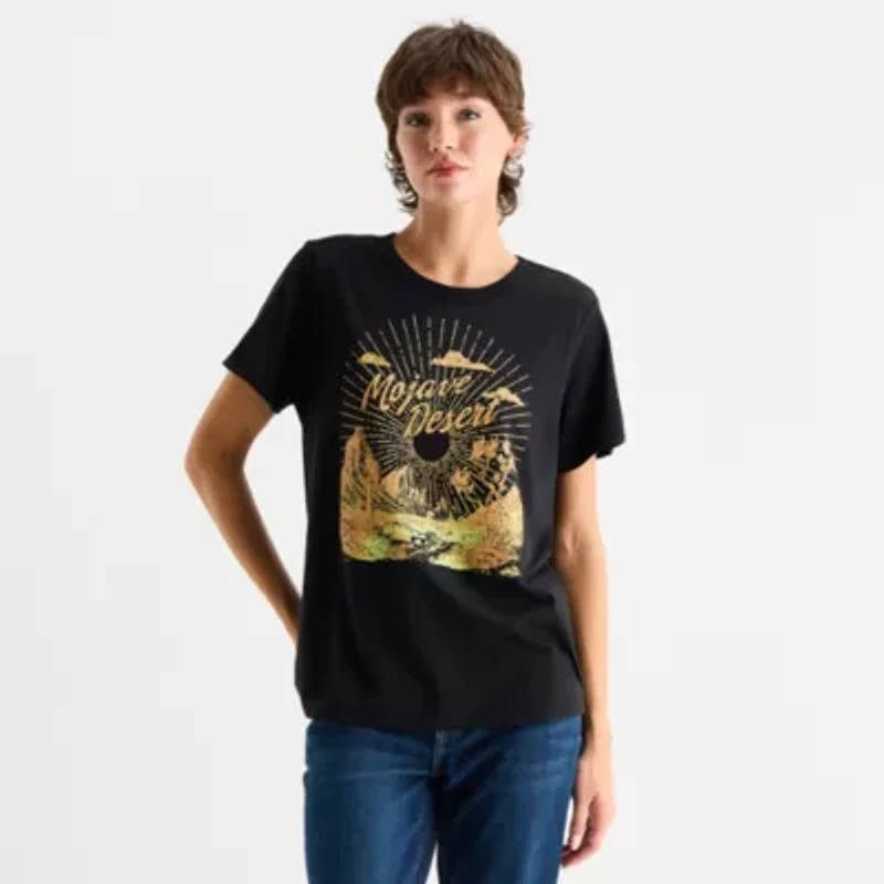 Mojave Desert Boyfriend Tee Womens Crew Neck Short Sleeve Regular Fit Juniors Graphic T-Shirt