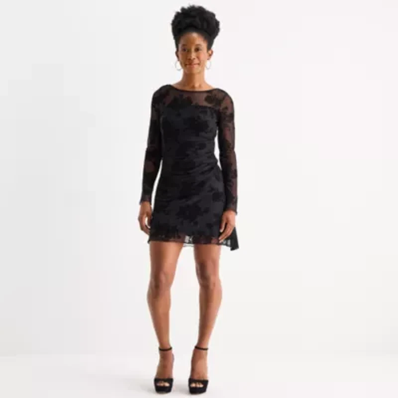 Emerald Sundae Womens Long Sleeve Animal Juniors Bodycon Dress
