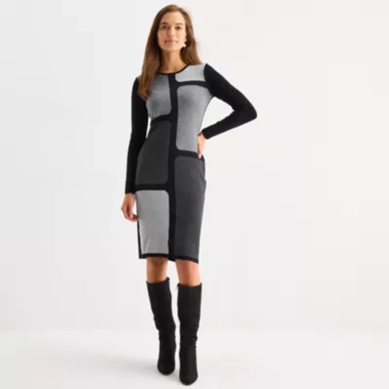 Danny & Nicole Womens Long Sleeve Sweater Dress