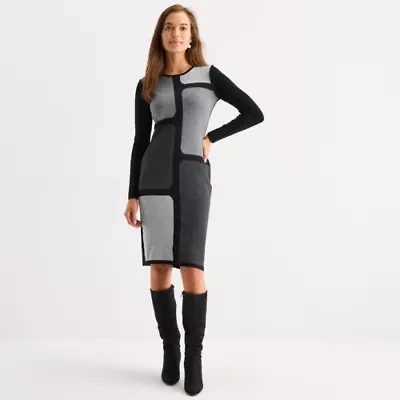 Danny & Nicole Womens Long Sleeve Sweater Dress