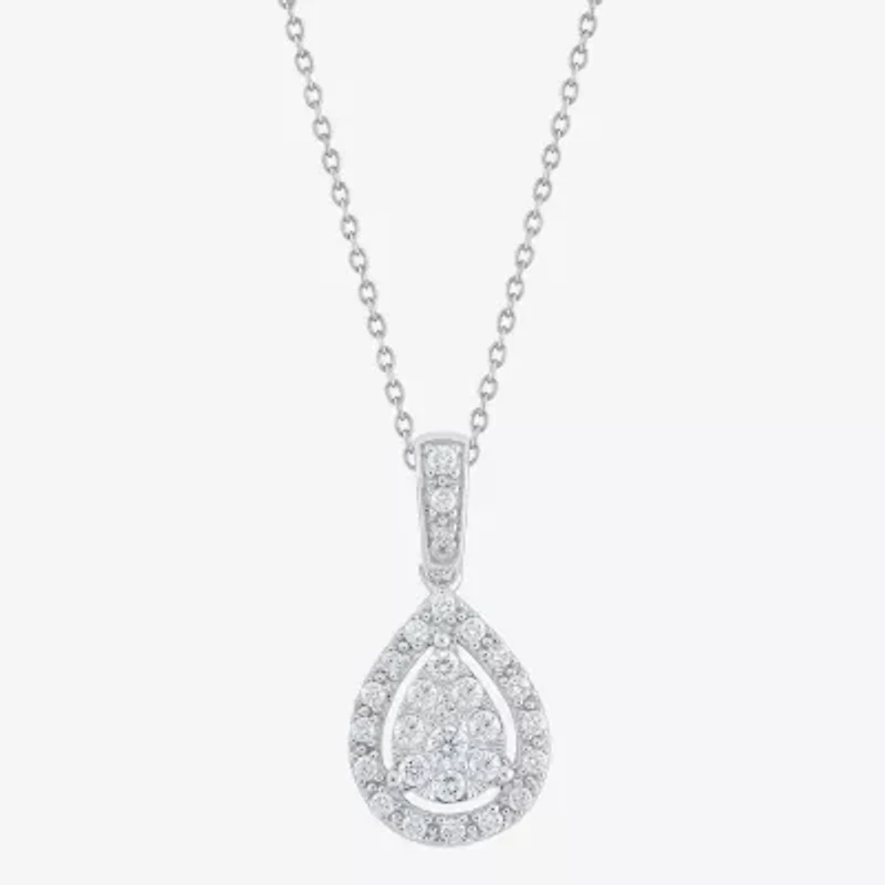 Diamond Blossom (G, Si2) Womens 1/4 CT. T.W. Lab Grown White Diamond 10K Gold 18 Inch Pendant Necklace