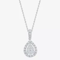 Diamond Blossom (G, Si2) Womens 1/4 CT. T.W. Lab Grown White Diamond 10K Gold 18 Inch Pendant Necklace