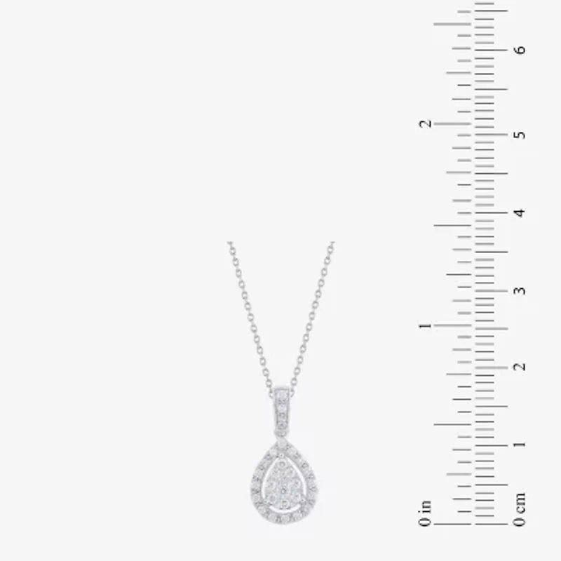 Diamond Blossom (G, Si2) Womens 1/4 CT. T.W. Lab Grown White Diamond 10K Gold 18 Inch Pendant Necklace