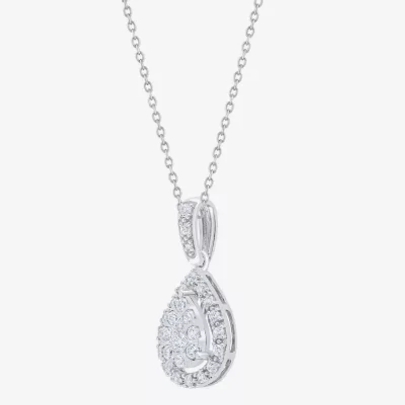 Diamond Blossom (G, Si2) Womens 1/4 CT. T.W. Lab Grown White Diamond 10K Gold 18 Inch Pendant Necklace