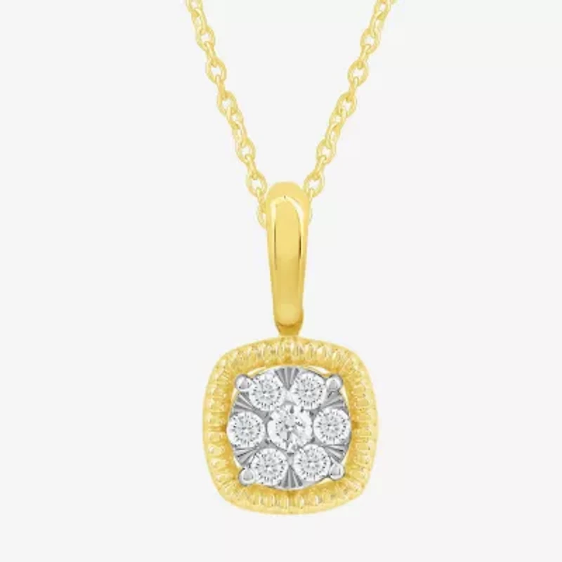 Diamond Blossom (G, Si2) Womens 1/5 CT. Lab Grown White Diamond 10K Gold 18 Inch Pendant Necklace