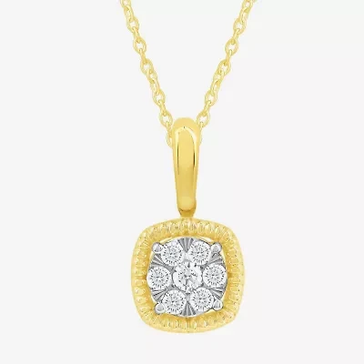 Diamond Blossom (G, Si2) Womens 1/5 CT. Lab Grown White Diamond 10K Gold 18 Inch Pendant Necklace