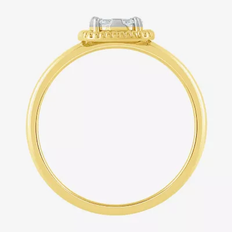 Diamond Blossom (G, Si2) Womens 1/5 CT. Lab Grown White 10K Gold Halo Cocktail Ring