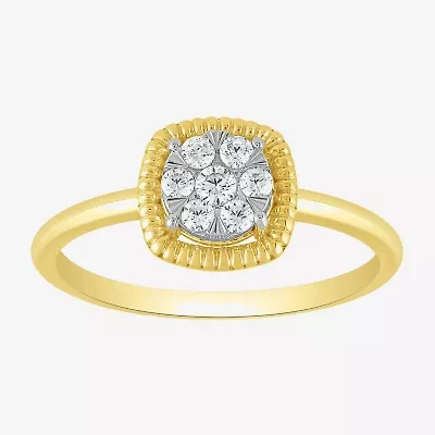 Diamond Blossom (G, Si2) Womens 1/5 CT. Lab Grown White 10K Gold Halo Cocktail Ring