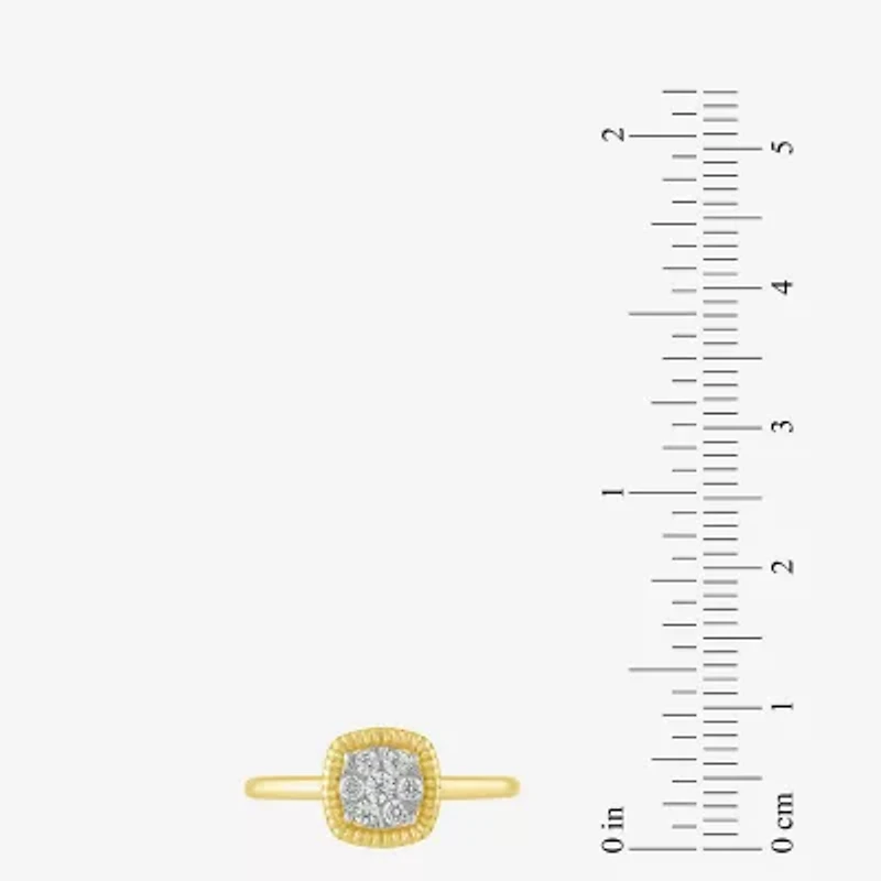 Diamond Blossom (G, Si2) Womens 1/5 CT. Lab Grown White 10K Gold Halo Cocktail Ring