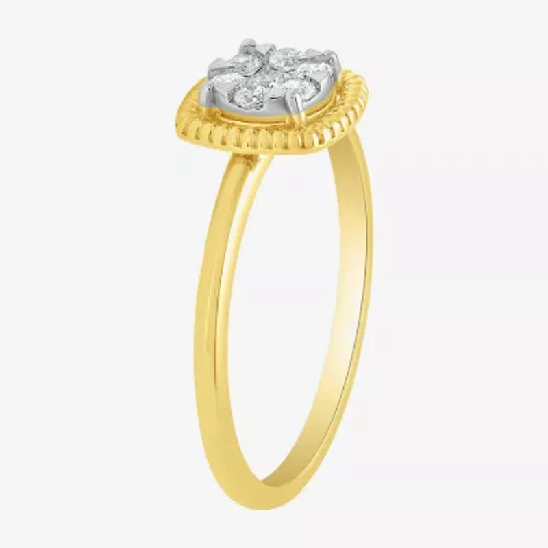 Diamond Blossom (G, Si2) Womens 1/5 CT. Lab Grown White 10K Gold Halo Cocktail Ring