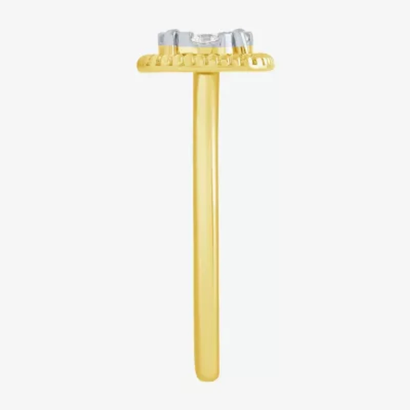 Diamond Blossom (G, Si2) Womens 1/5 CT. Lab Grown White 10K Gold Halo Cocktail Ring