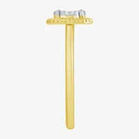 Diamond Blossom (G, Si2) Womens 1/5 CT. Lab Grown White 10K Gold Halo Cocktail Ring