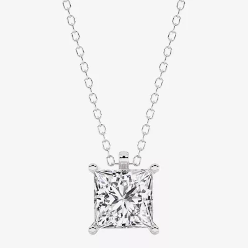 Grown Gorgeous (F, Vs2) Womens 2 1/4 CT. T.W. Lab-Grown Diamond 14K Gold or Platinum 18 Inch Princess Pendant Necklace