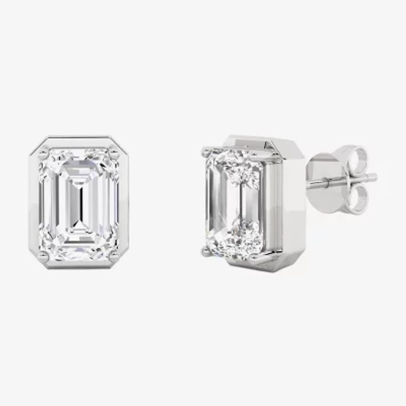 Grown Gorgeous (F,Vs2) 2 1/4 CT. T.W. Lab-Grown Diamond 14K Gold 8.8mm Emerald-cut Stud Earrings