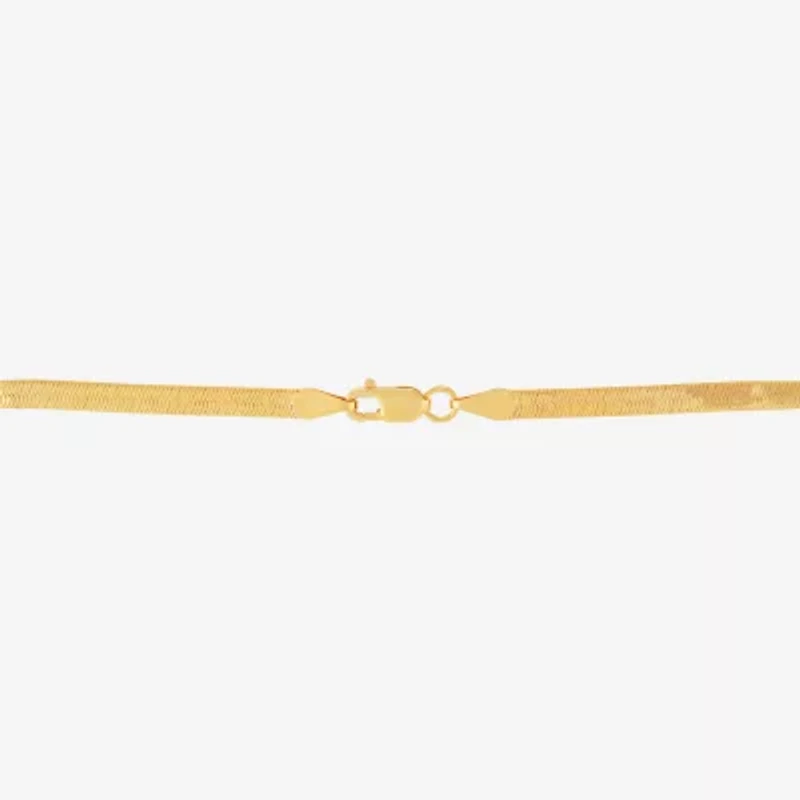 Made in Italy Womens 10K Gold 7.5 Inch Solid Herringbone Chain Bracelet