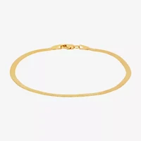 Made in Italy Womens 10K Gold 7.5 Inch Solid Herringbone Chain Bracelet