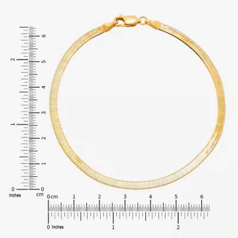 Made in Italy Womens 10K Gold 7.5 Inch Solid Herringbone Chain Bracelet