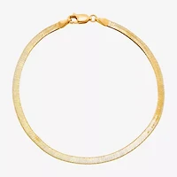 Made in Italy Womens 10K Gold 7.5 Inch Solid Herringbone Chain Bracelet