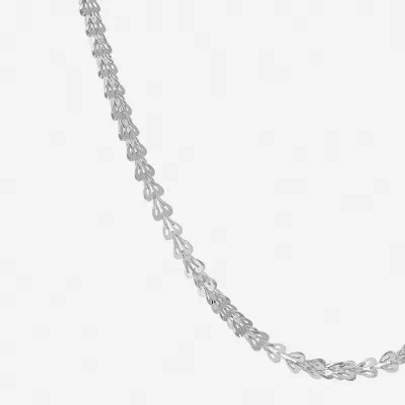 Unisex Adult 10K White Gold 18 Inch Fashion Chain Necklace