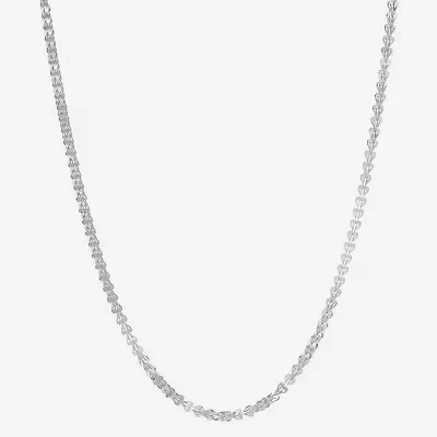 Unisex Adult 10K White Gold 18 Inch Fashion Chain Necklace