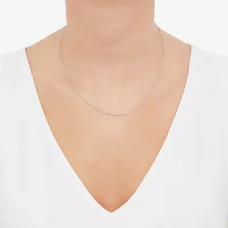 Womens 14K Gold 14K White Gold 18 Inch Singapore Chain Necklace