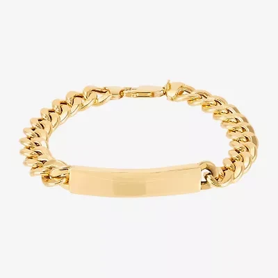 Made in Italy Mens 14K Gold 8 1/2 Inch Hollow Curb Id Bracelet