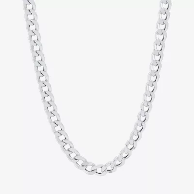Made in Italy Mens 10K White Gold 14K White Gold 22 Inch Curb Chain Necklace
