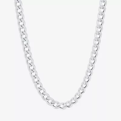 Made in Italy Mens 10K White Gold 14K White Gold 22 Inch Curb Chain Necklace