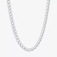 Made in Italy Mens 10K White Gold 14K White Gold 22 Inch Curb Chain Necklace
