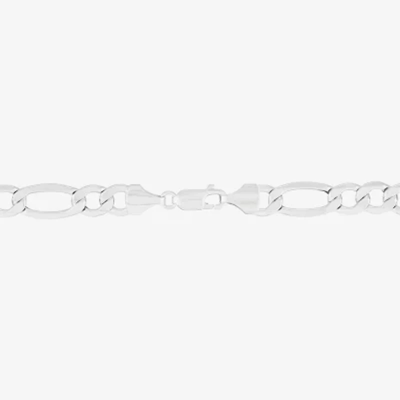 Made in Italy Mens 10K White Gold 22 Inch Figaro Chain Necklace