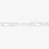 Made in Italy Mens 10K White Gold 22 Inch Figaro Chain Necklace