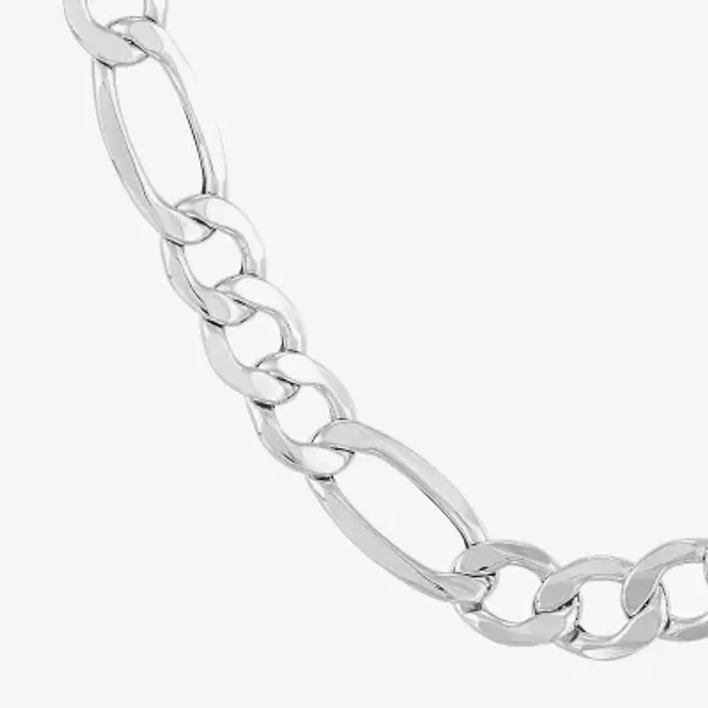 Made in Italy Mens 10K White Gold 22 Inch Figaro Chain Necklace