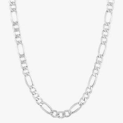 Made in Italy Mens 10K White Gold 22 Inch Figaro Chain Necklace