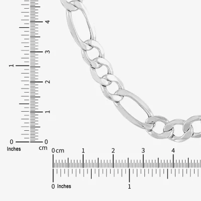 Made in Italy Mens 10K White Gold 22 Inch Figaro Chain Necklace
