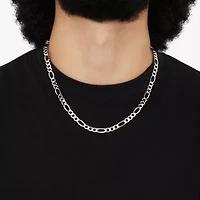 Made in Italy Mens 10K White Gold 22 Inch Figaro Chain Necklace