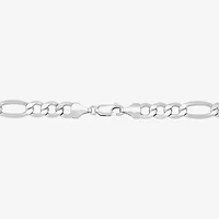 Made in Italy Mens 10K White Gold 8 1/2 Inch Semisolid Figaro Chain Bracelet