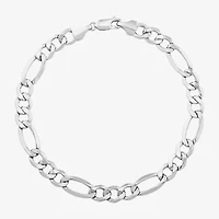 Made in Italy Mens 10K White Gold 8 1/2 Inch Semisolid Figaro Chain Bracelet