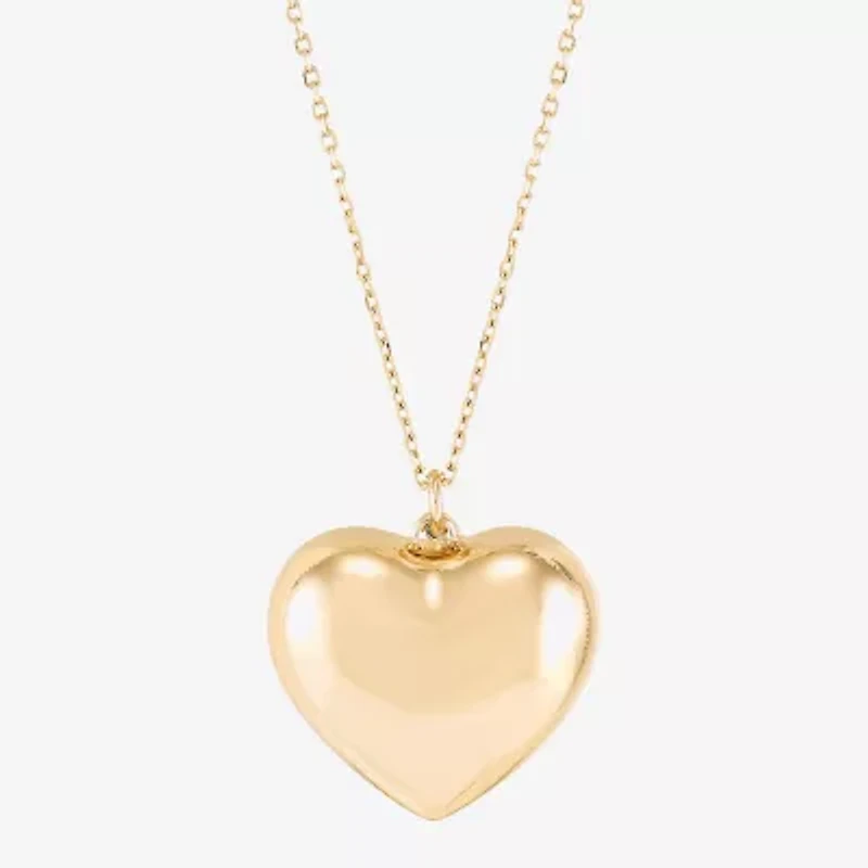 Womens 14K Gold Heart Inch Pendant Necklace