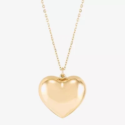 Womens 14K Gold Heart Inch Pendant Necklace