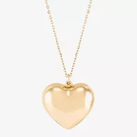 Womens 14K Gold Heart Inch Pendant Necklace