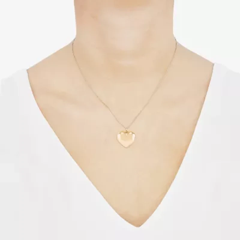 Womens 14K Gold Heart 17 Inch Pendant Necklace