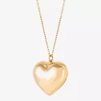 Womens 14K Gold Heart Inch Pendant Necklace