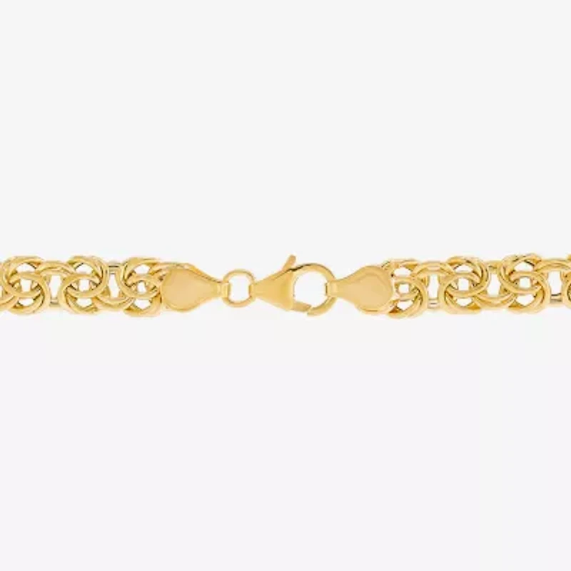 Made in Italy Womens 14K Gold 8 Inch Hollow Byzantine Chain Bracelet