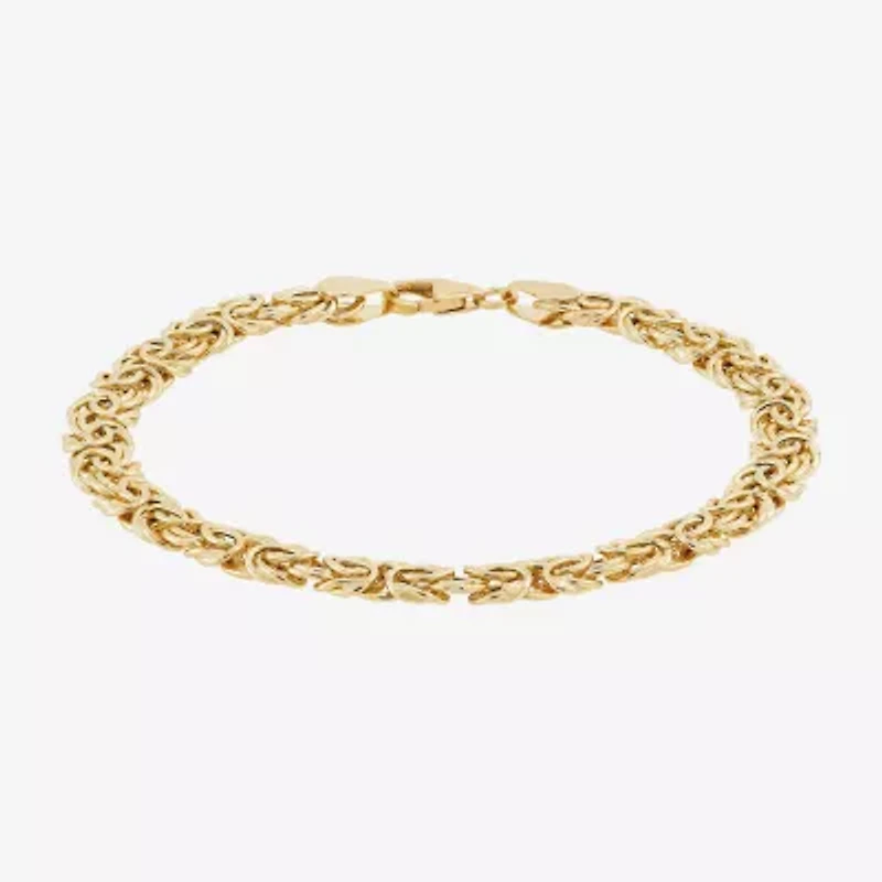 Made in Italy Womens 14K Gold 8 Inch Hollow Byzantine Chain Bracelet