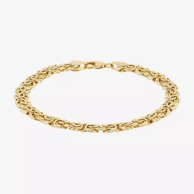Made in Italy Womens 14K Gold 8 Inch Hollow Byzantine Chain Bracelet