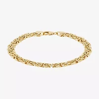 Made in Italy Womens 14K Gold 8 Inch Hollow Byzantine Chain Bracelet