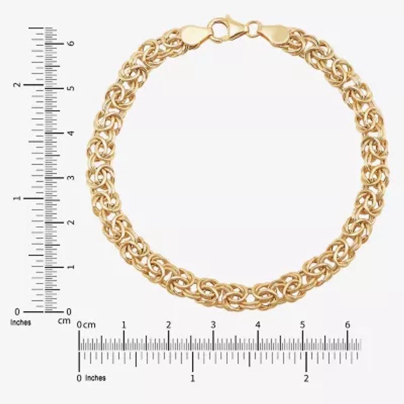 Made in Italy Womens 14K Gold 8 Inch Hollow Byzantine Chain Bracelet