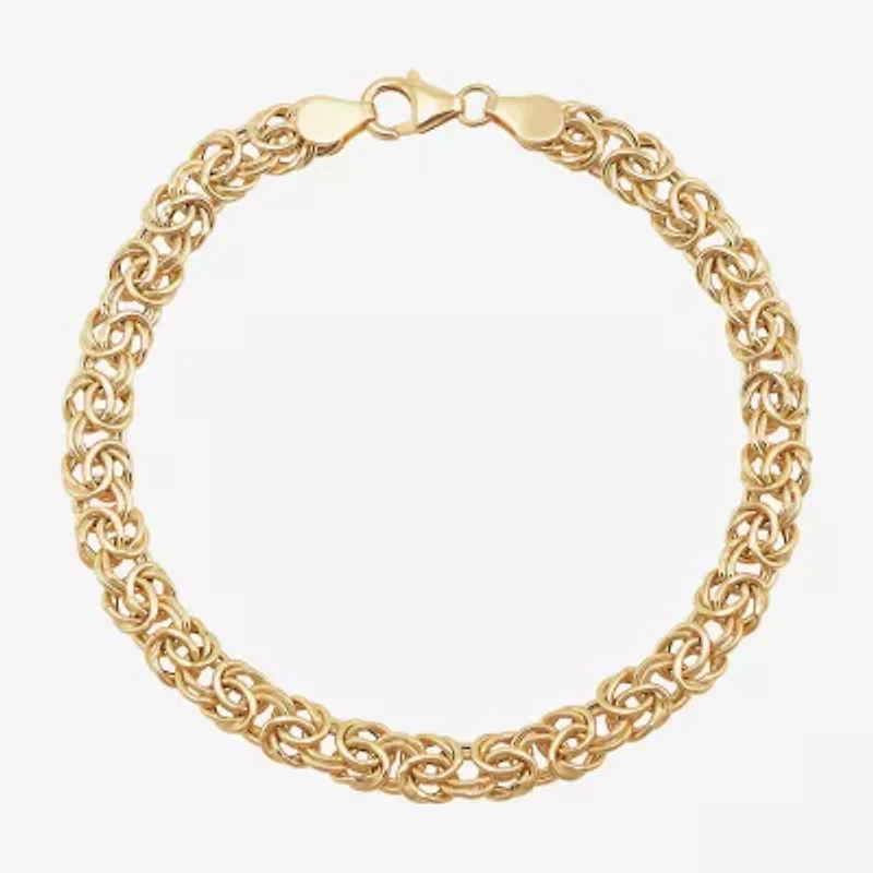 Made in Italy Womens 14K Gold 8 Inch Hollow Byzantine Chain Bracelet