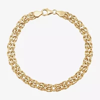 Made in Italy Womens 14K Gold 8 Inch Hollow Byzantine Chain Bracelet